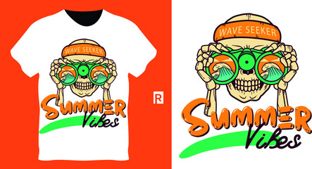 Summer beach t shirt design with skull