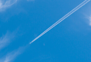 track from aircraft in the blue sky in sunny day