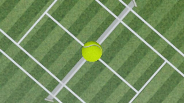 Tennis ball bouncing on Tennis Court. Seamless Loop video