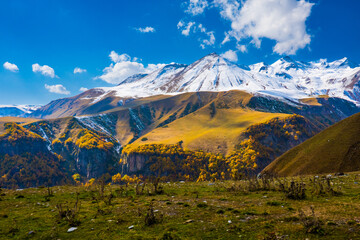 Mountain slopes and peaks in daytime