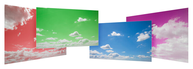 Sky concept - Four images of the sky overlapping between their