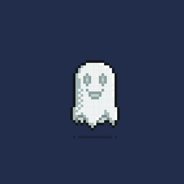 cute ghost in pixel art style