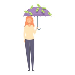 Passive income umbrella icon cartoon vector. Money work. Freedom job