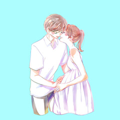 幸せな妊婦とパートナー