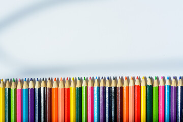 color pencils on white background