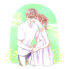 幸せな妊婦とパートナー