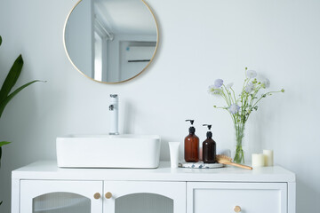 A view of modern bathroom at home lifestyle content with interior design 