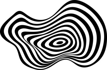 Abstract black and white stripe shape. Liquify Wave form.