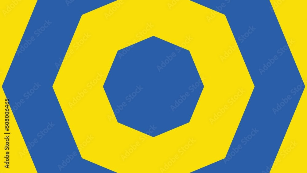 Aufkleber seamless loop yellow and blue geometric animation with octagonal elements. trendy background animati