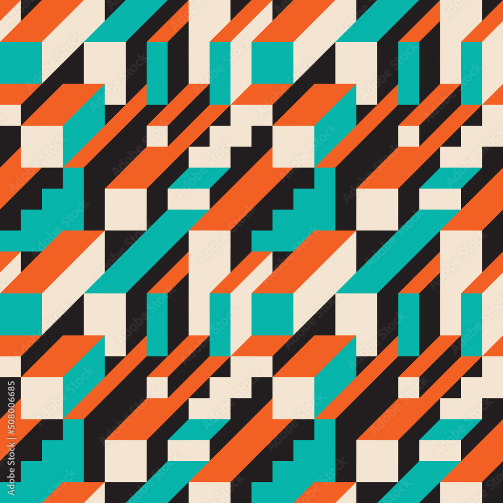Aufkleber abstract geometric background vector seamless pattern with 3d volume effect. website backdrop. build
