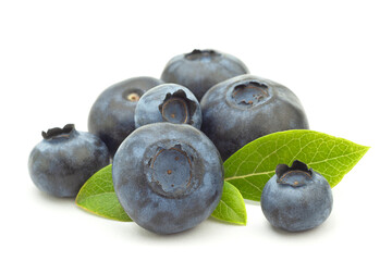 Blueberry closeup on white