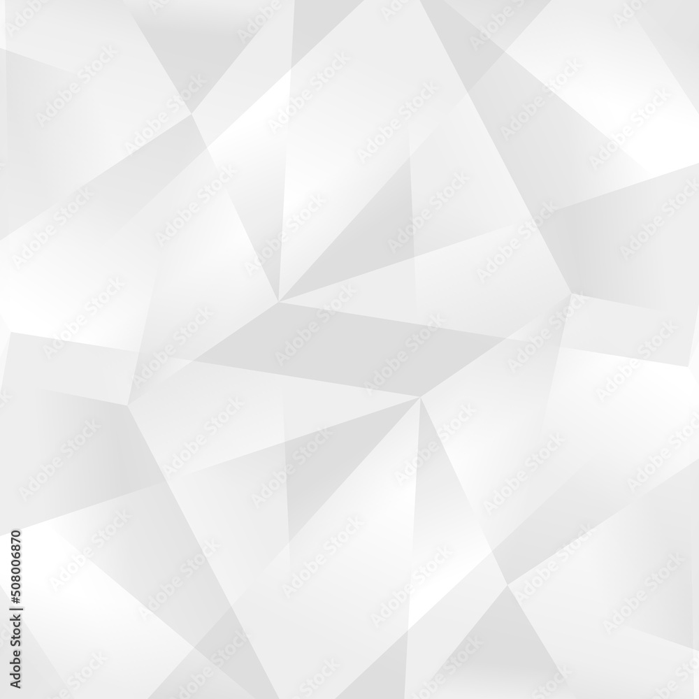 Poster Abstract white geometric background. Modern minimalist design. Vector illustration with triangles and lines. Monochrome light 3d futuristic design with polygonal diamond shapes in white  gradient