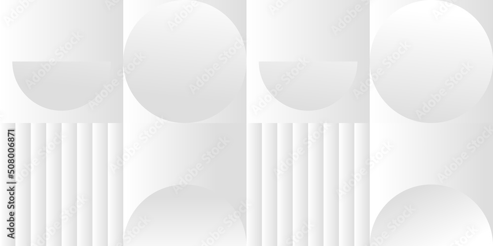Fototapete Abstract white and gray gradient background. Modern minimalistic design. Vector illustration with simple shapes like circle, square, rectangle. Monochrome light 3d futuristic design