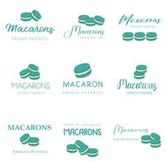 Foto op Canvas Set of vector logo macaron for bakery shop. © bbeer.s