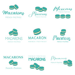 Set of vector logo macaron for bakery shop.