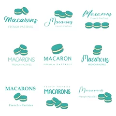 Rolgordijnen Set of vector logo macaron for bakery shop. © bbeer.s