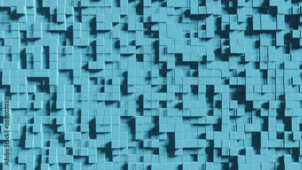 Aufkleber modern abstract animated construction with light blue cubes. trendy 3d seamless loop animation. endl