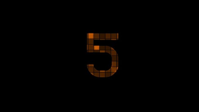 HUD Elements Orange Number Five 5 Animation