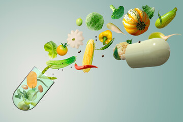 Two-component hard starch capsule and various  vegetables