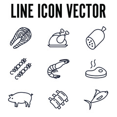 Meat and fish set icon symbol template for graphic and web design collection logo vector illustration