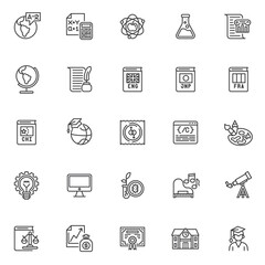 Education and science line icons set