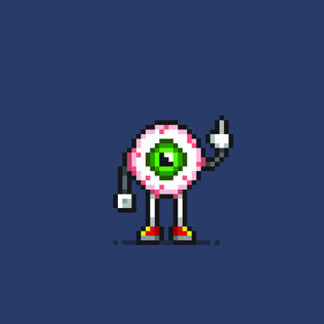 eye ball character in pixel art style