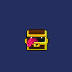 treasure box monster in pixel art style