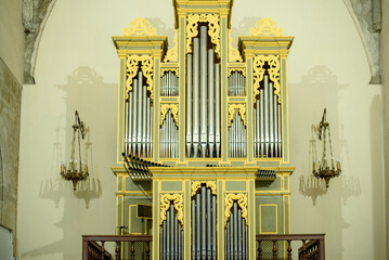Major organ in a baroque church, to play religious music during the celebration of the Eucharist.