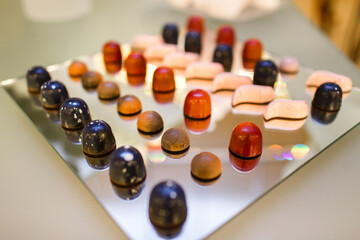 Rows of desserts on the wedding table