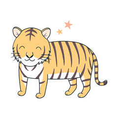 微笑む黄色い雄の虎と星