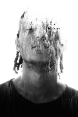 Digital glitch effect combined with a portrait
