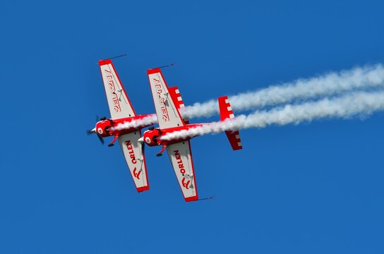 Gdynia, Poland - August 21, 2021: Zelazany aerobatic group at the Aero Baltic show in Gdynia, Poland.