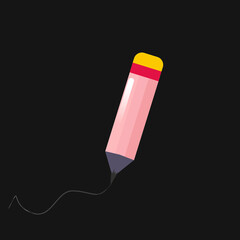 Pencil writes on paper. To draw with a pencil. Drawing for children. Simple pencil.