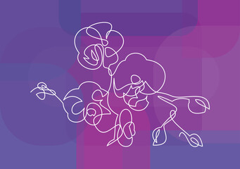 Hand drawn orchid flowers. One line drawing.Vector illustration