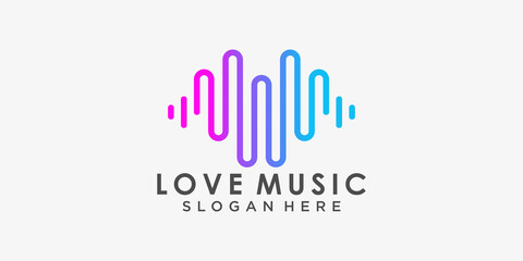 music logo design with modern concept premium vector