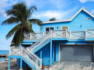 blue wodden house in the Caribbean
