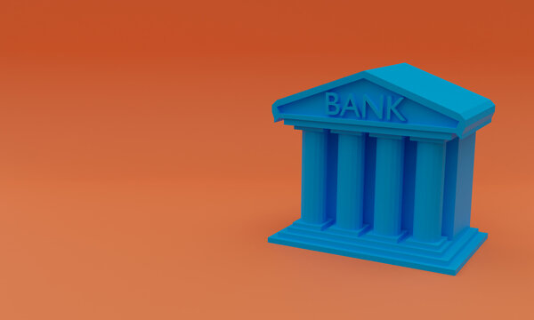 3d illustration, banck , red background, copy space, 3d rendering