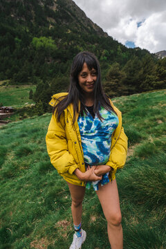 Young Latina Mom With Her Baby In The Mountains.