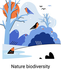 Biodiversity in nature as environment variety of life on Earth planet. Saving wildlife ecosystem metaphor. Protection and care of flora and fauna, eco friendly human activity, many biological species