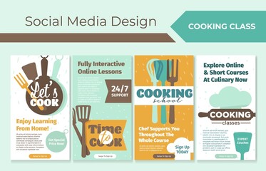 Cooking class promotion at social media stories set