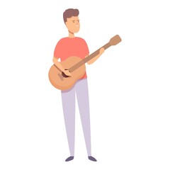 Cute guitar play icon cartoon vector. Music school. Singer musician