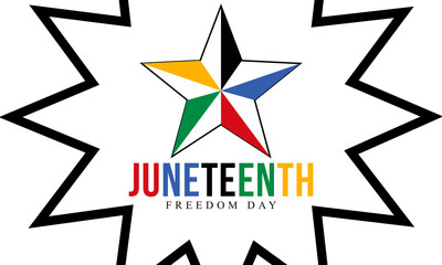 Juneteenth Freedom Day lettering, celebrate freedom, emancipation day in 19 June, African-American history and heritage