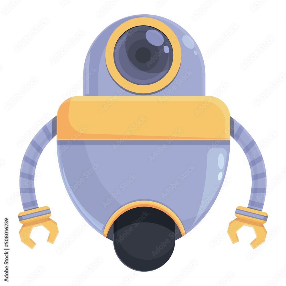 Poster robot element icon cartoon vector. cute toy. computer science