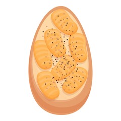 Bruschetta recipe icon cartoon vector. Bread cheese. Salmon board