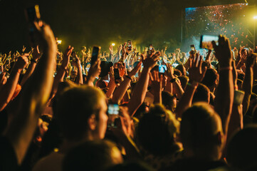 Fototapeta na wymiar Concert crowd on a music concert