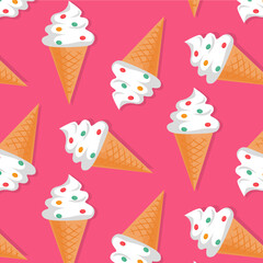 ice cream cone with waffle cones and chocolate. vector illustration pattern