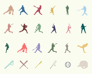 Colorful Baseball Player Icons
