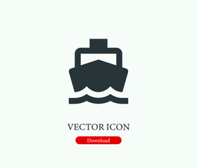 Ship vector icon. Editable stroke. Symbol in Line Art Style for Design, Presentation, Website or Mobile Apps Elements, Logo.  Ship symbol illustration. Pixel vector graphics - Vector