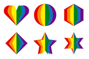 Fototapeta na wymiar rainbow color paper cut in different shape. Vector illustration. LGBT symbol. Pride month