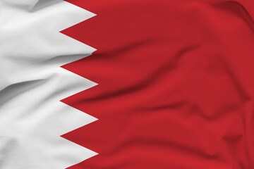 Bahrain national flag, folds and hard shadows on the canvas